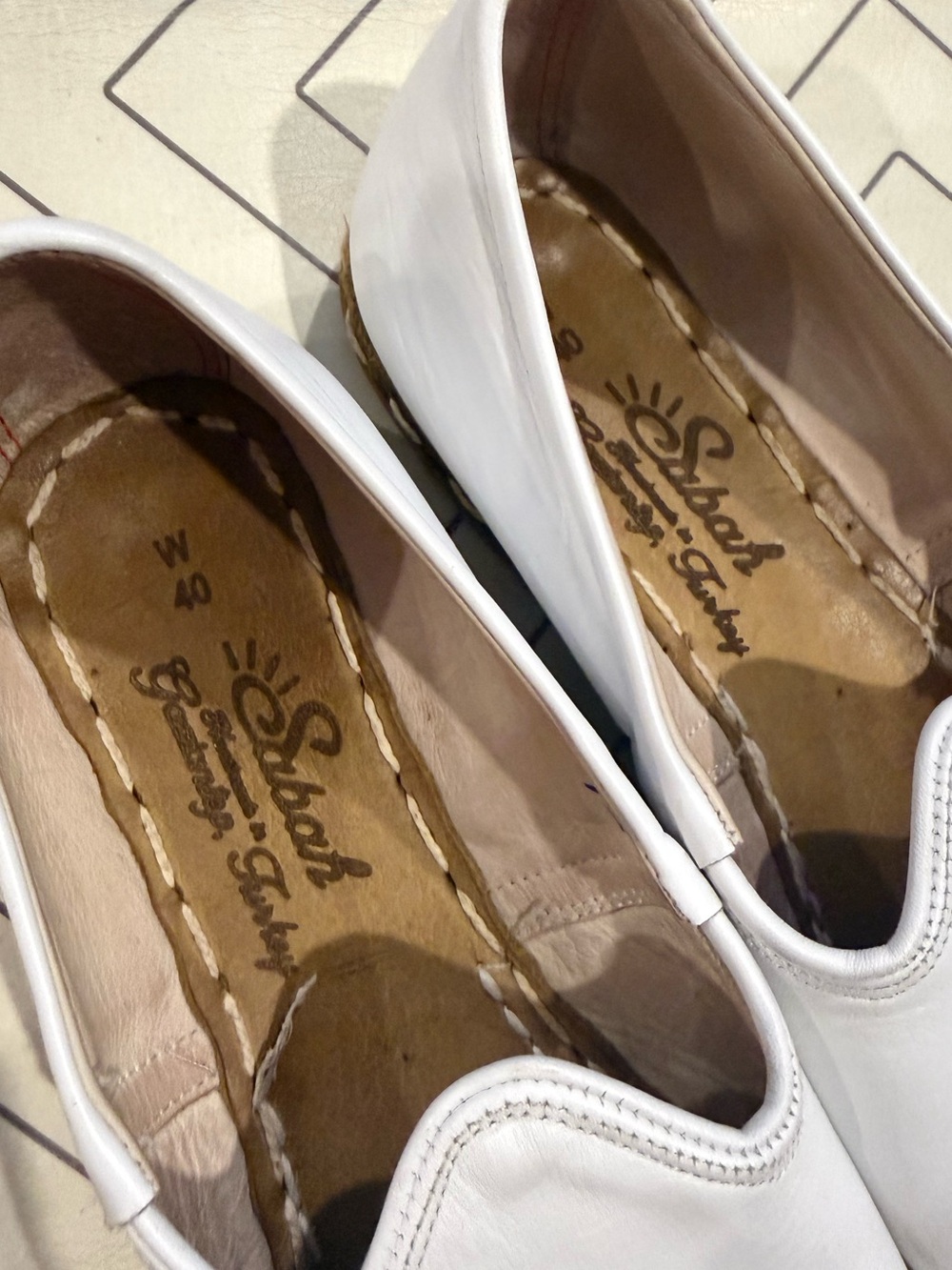 Sabah White Slip-On Leather Flats - Picture 6 of 11